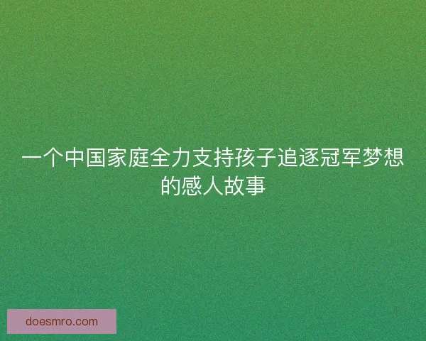 一个中国家庭全力支持孩子追逐冠军梦想的感人故事