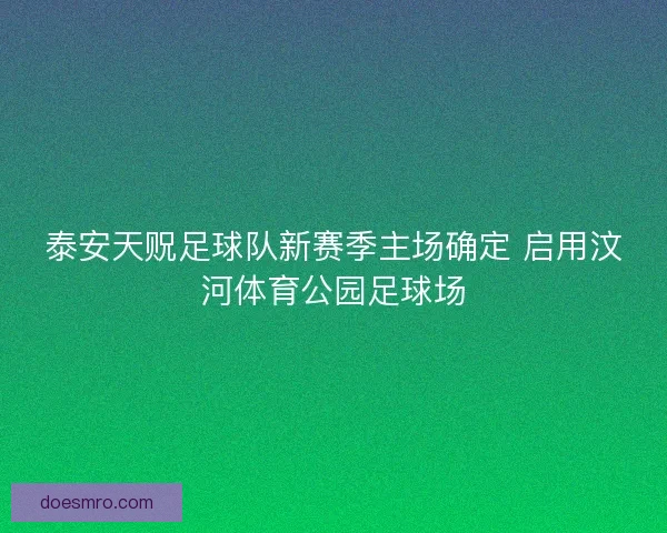 泰安天贶足球队新赛季主场确定 启用汶河体育公园足球场