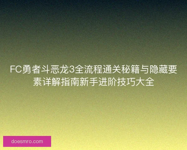 FC勇者斗恶龙3全流程通关秘籍与隐藏要素详解指南新手进阶技巧大全