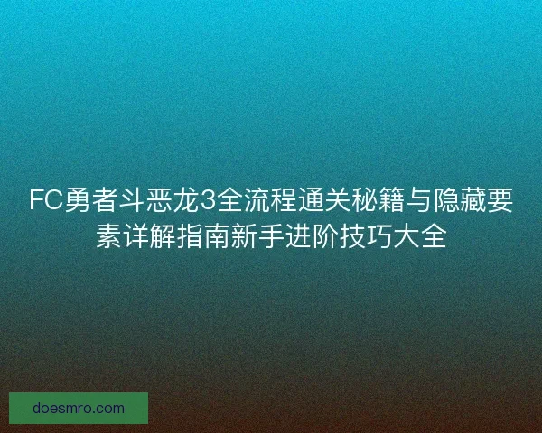 FC勇者斗恶龙3全流程通关秘籍与隐藏要素详解指南新手进阶技巧大全