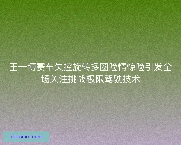 王一博赛车失控旋转多圈险情惊险引发全场关注挑战极限驾驶技术 王一博赛车失控旋转多圈险情惊险引发全场关注挑战极限驾驶技术